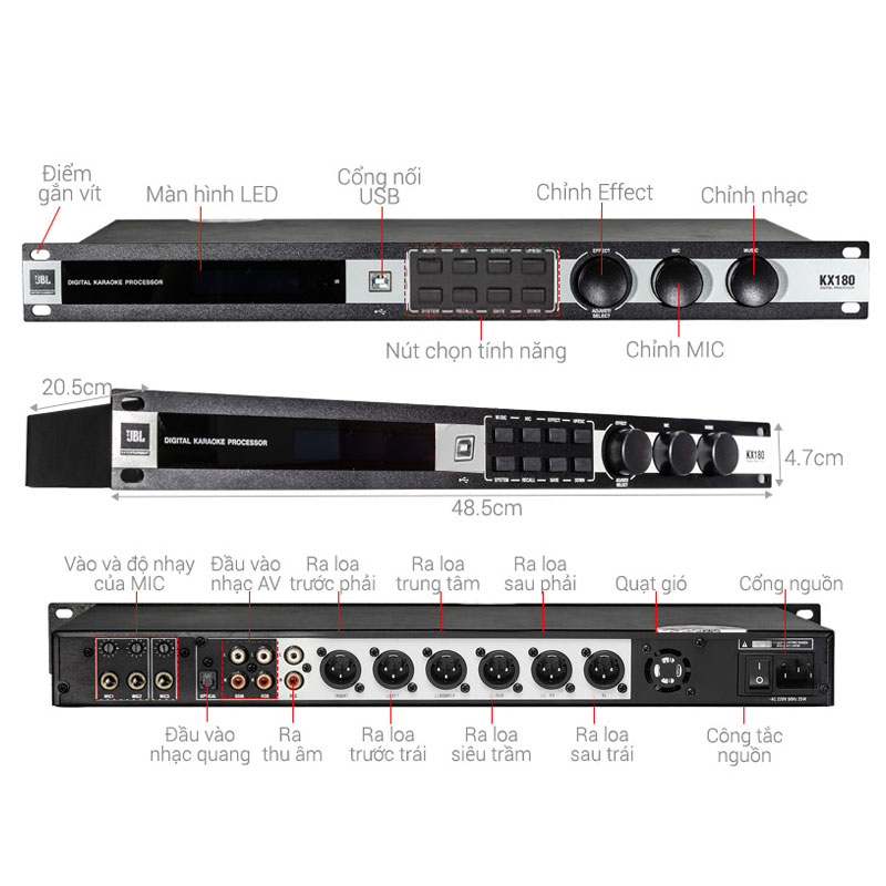 Review mixer JBL KX180 Ba Sao chính hãng, cấu hình mạnh